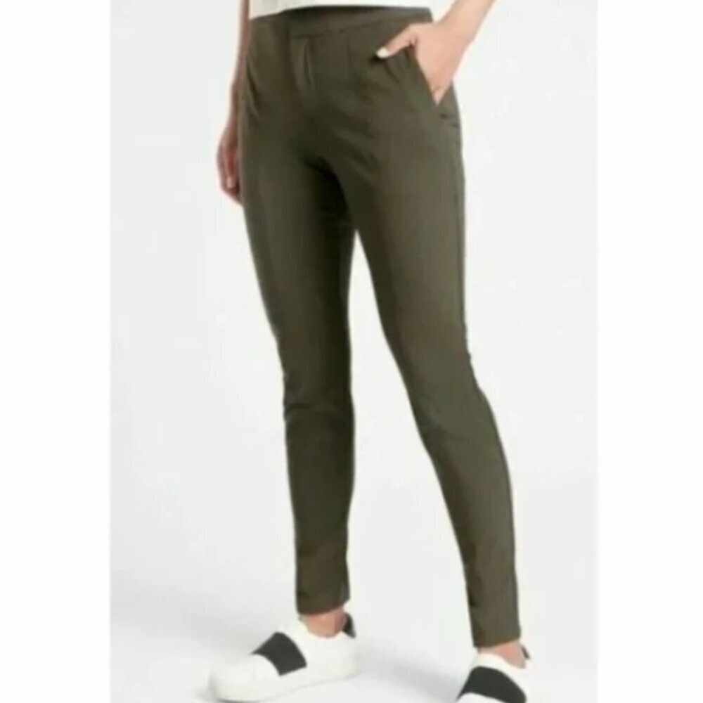 ATHLETA Wander Stash Skinny Pants Olive Green Size 10